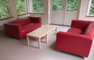 2x Leren bank, Ikea, Klippan, Rood, 2015